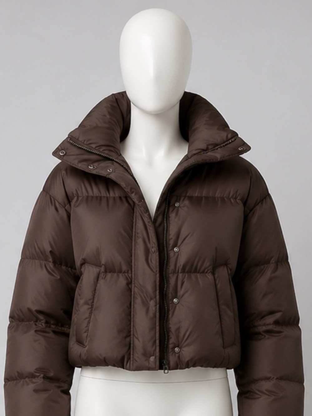 Levi's Hooded Cropped Bubble Puffer Jacket Brown M NWT Streetwear Winter Coat